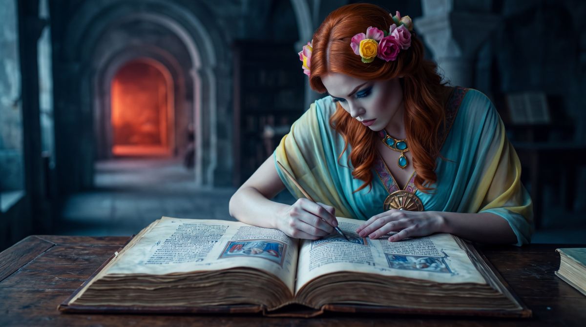 Intro image for the article. Hera sits alone in a cold room, writing in a book by herself.